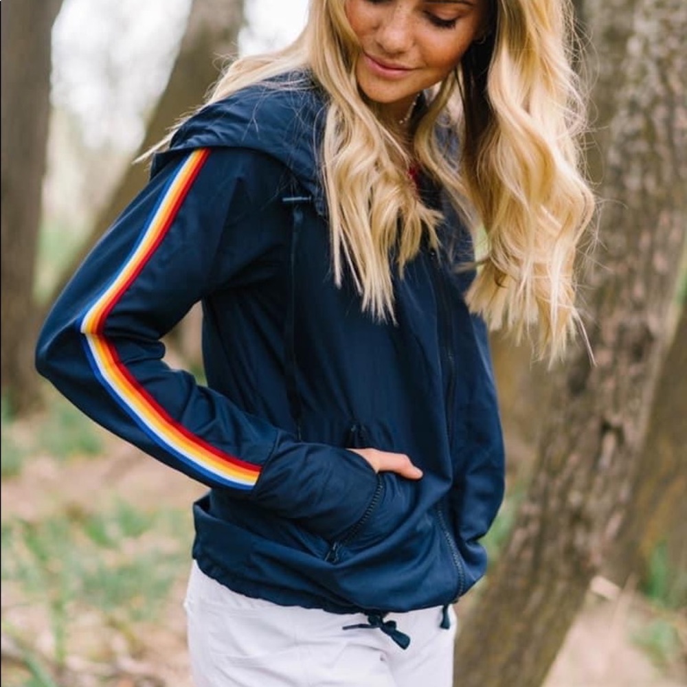 Navy Zyia bomber jacket.